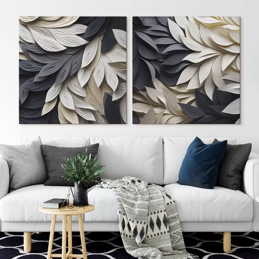  Schilderijen Abstracte, gestileerde bladeren m30895