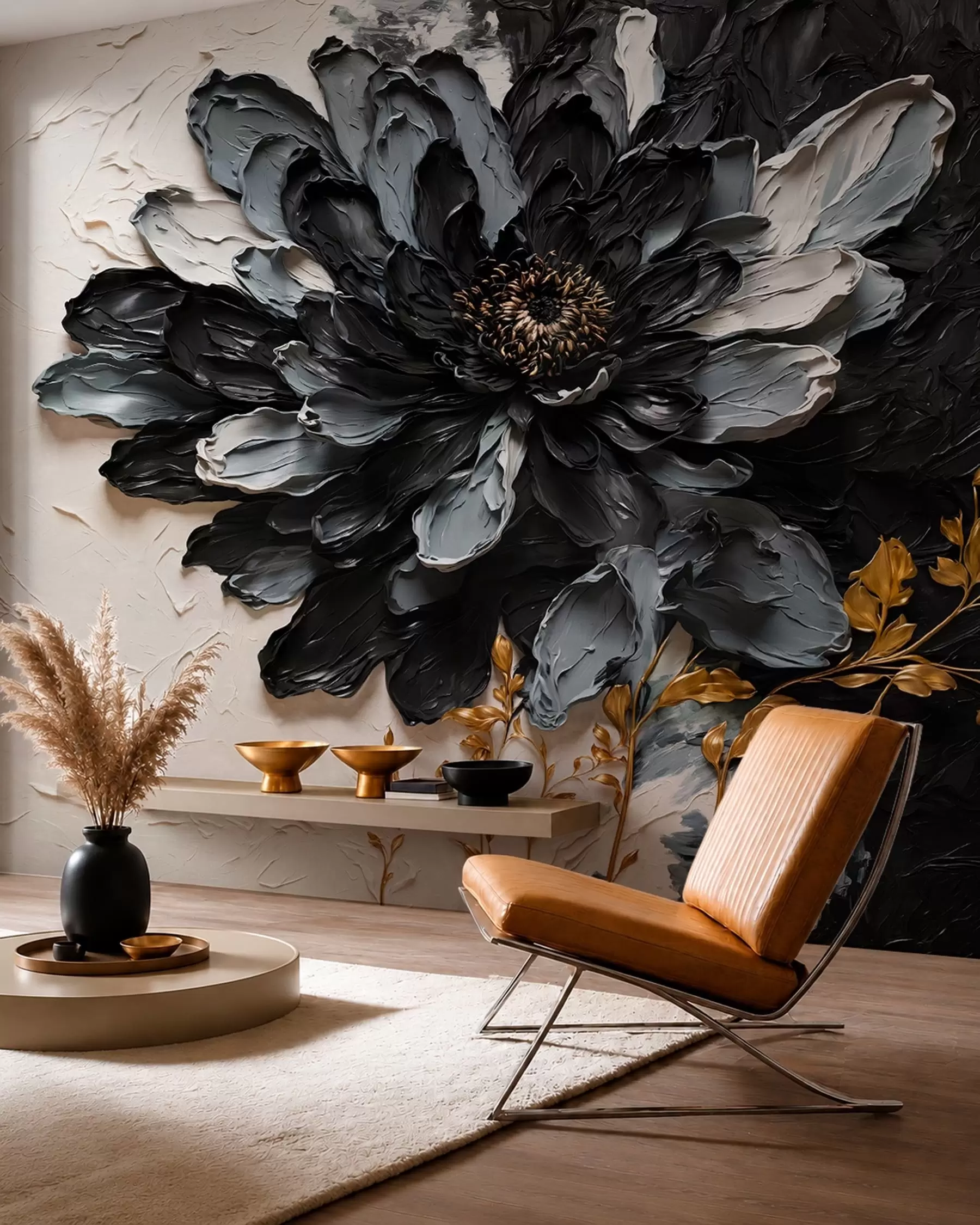 Fotobehang Grafietkleurige bloem w05883