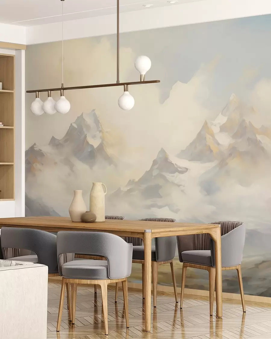 Fotobehang Bergen in goud w05873