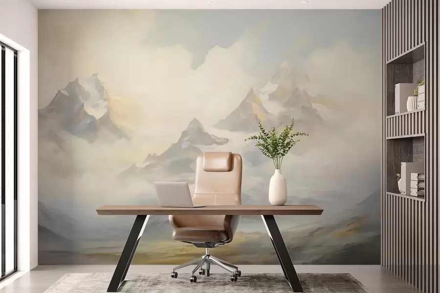 Fotobehang Berglandschap imitatie van schilderij w05873