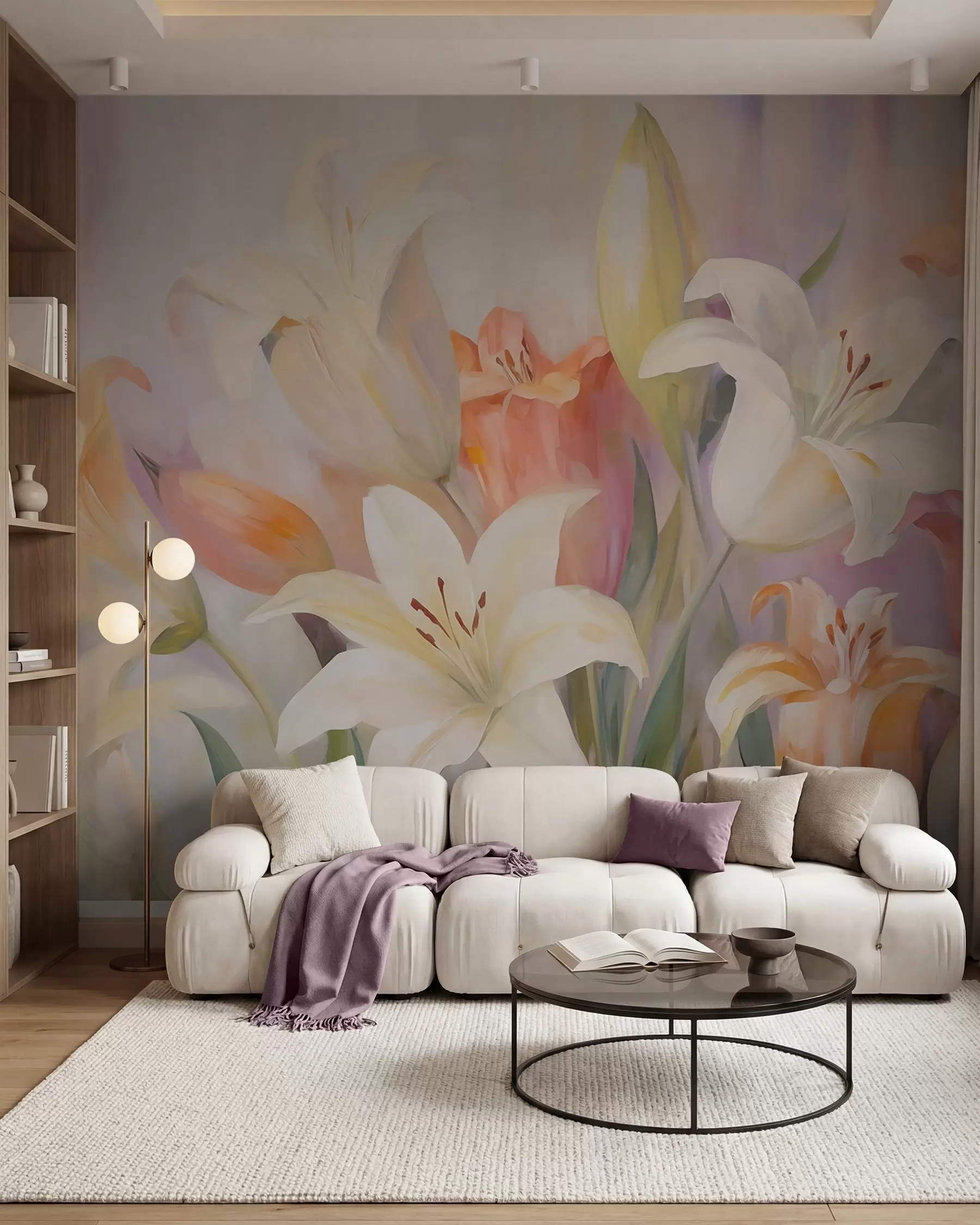 Fotobehang Lelies in pastel w05878