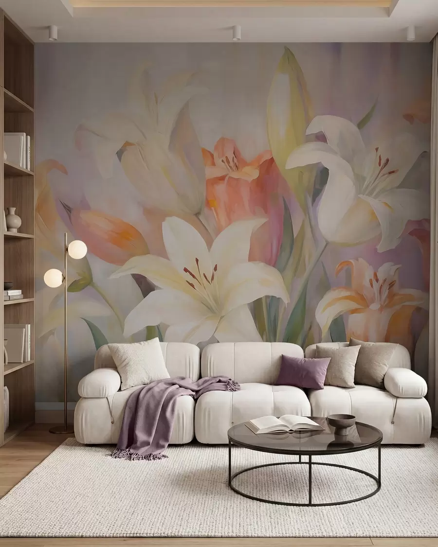 Fotobehang Lelies in pastel w05878