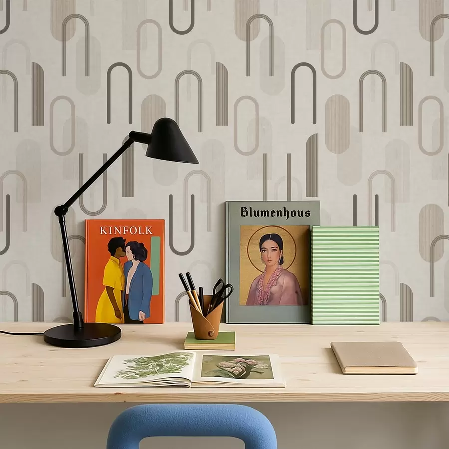 Fotobehang Geometrisch patroon met bogen in neutrale tinten a01255