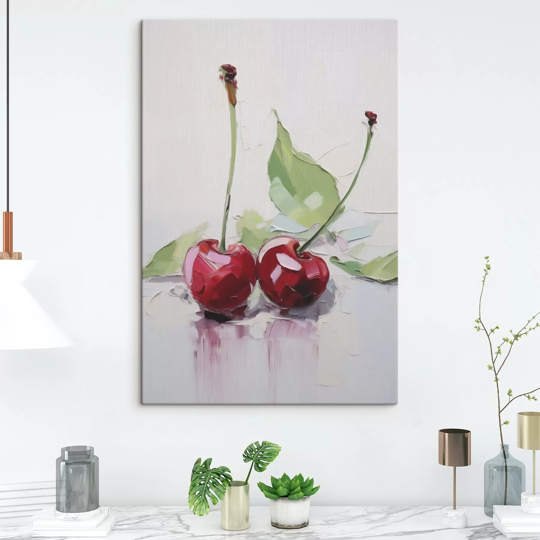  Schilderijen Kersen, schilderij in imitatie s50414