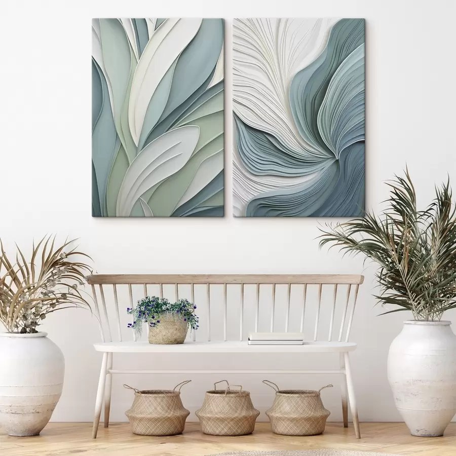  Schilderijen Abstractie met nabootsing van gelaagde vormen m30908
