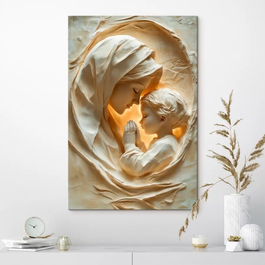  Schilderijen Vrouw en kind te midden van licht golvende decoratieve vormen s50433