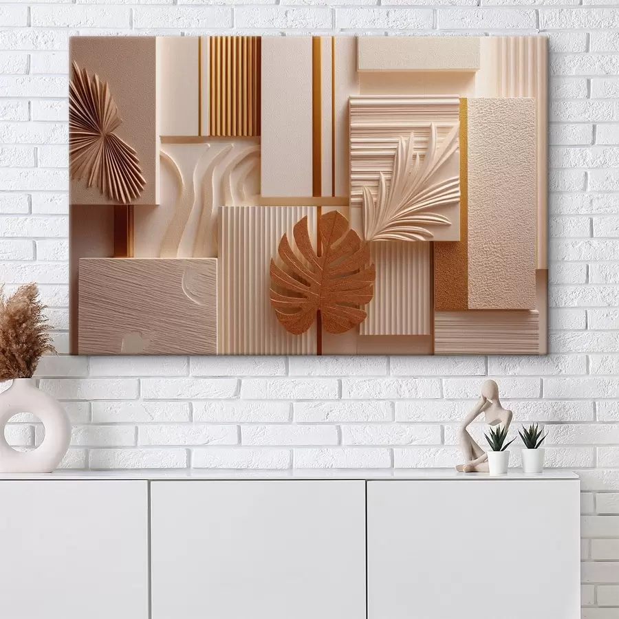  Schilderijen Geometrische vormen met decoratieve bladeren s50442