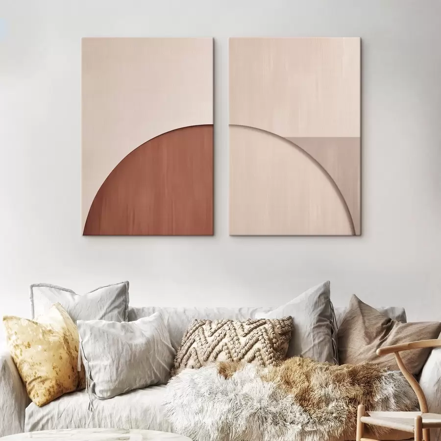  Schilderijen Warme abstracte halve cirkel m30906