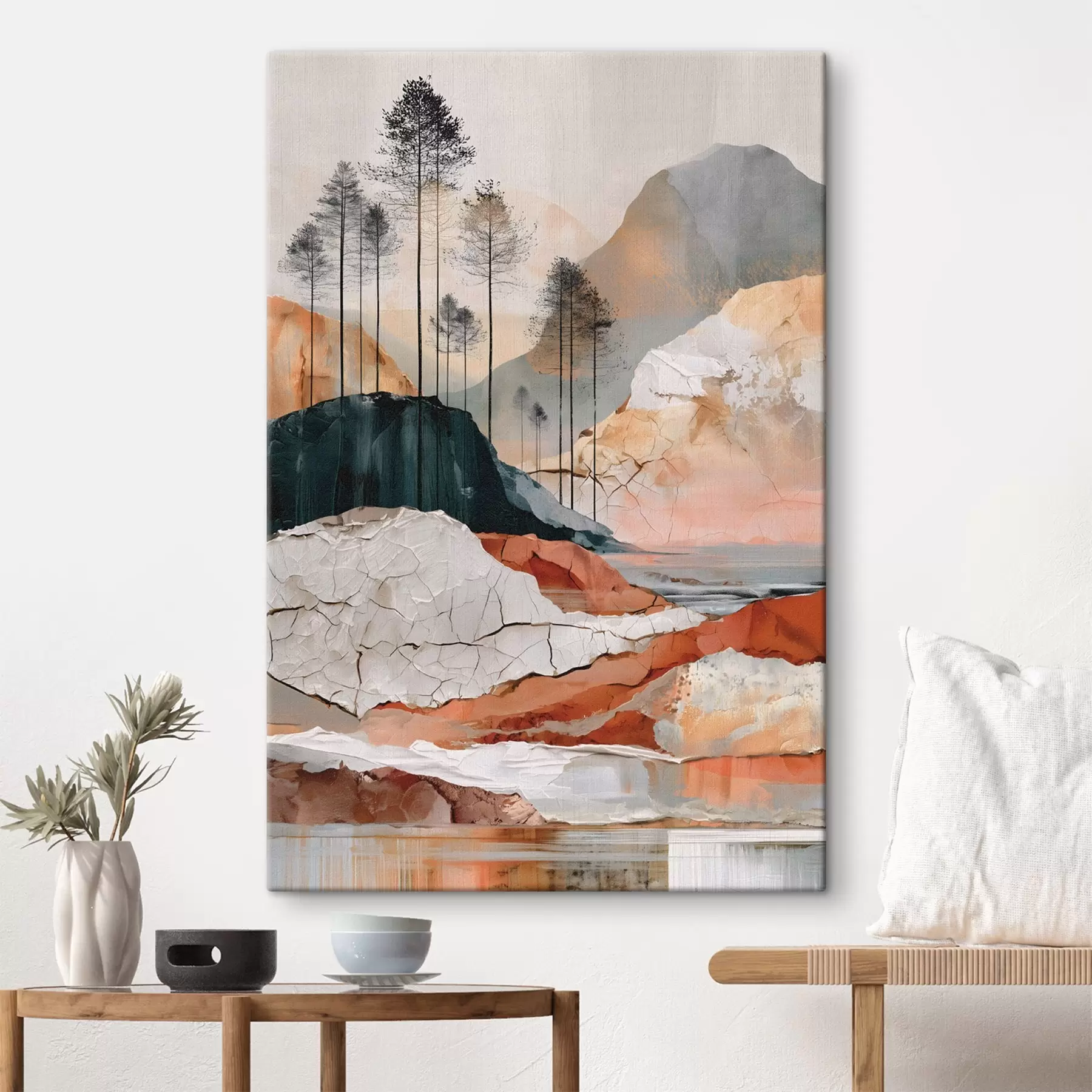  Schilderijen Een abstract landschap met textuur en bomen s50475