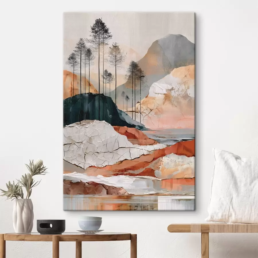  Schilderijen Een abstract landschap met textuur en bomen s50475