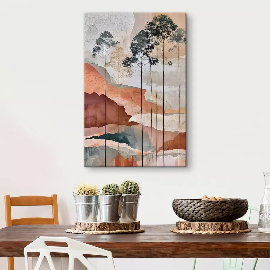  Schilderijen Een abstract landschap met textuur en bomen s50476