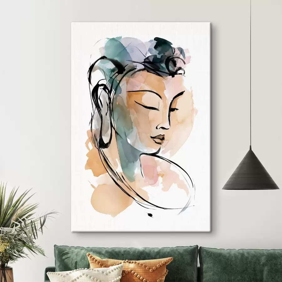  Schilderijen Een tekening van de Boeddha in aquarelstijl s50481