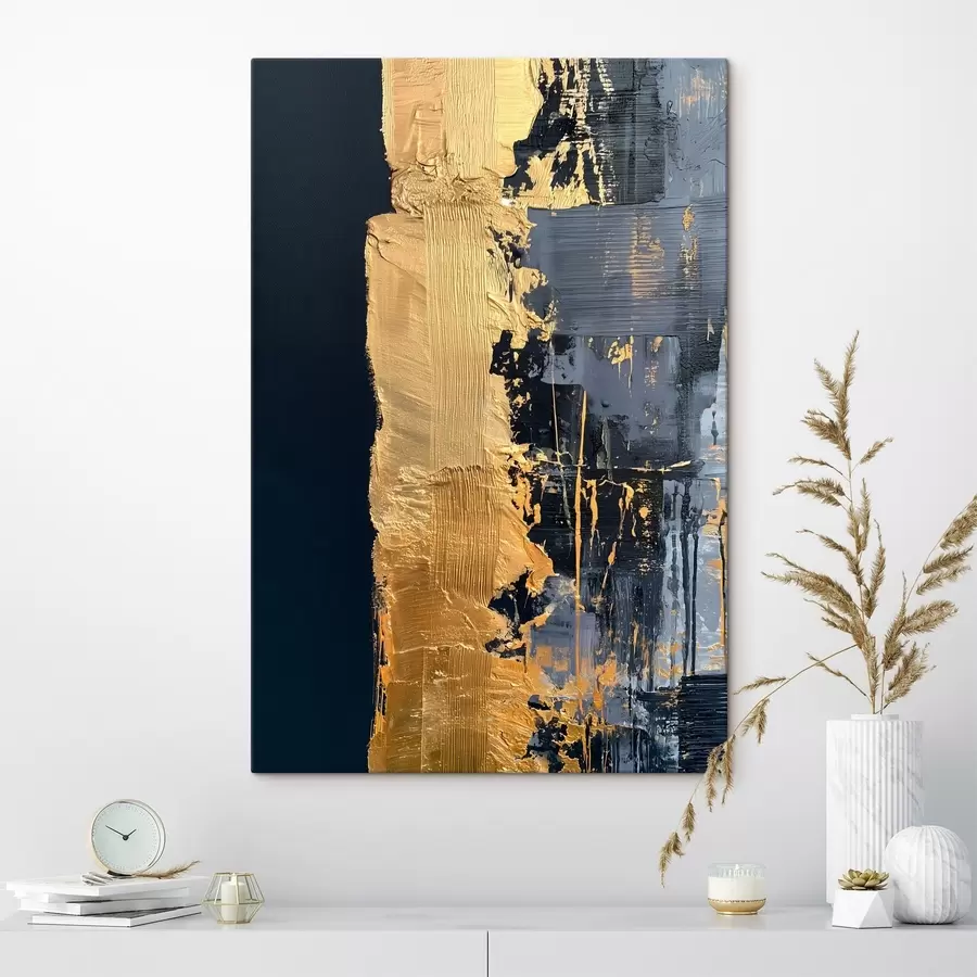  Schilderijen Een abstract schilderij met een streep en gesimuleerde penseelstreken s50486