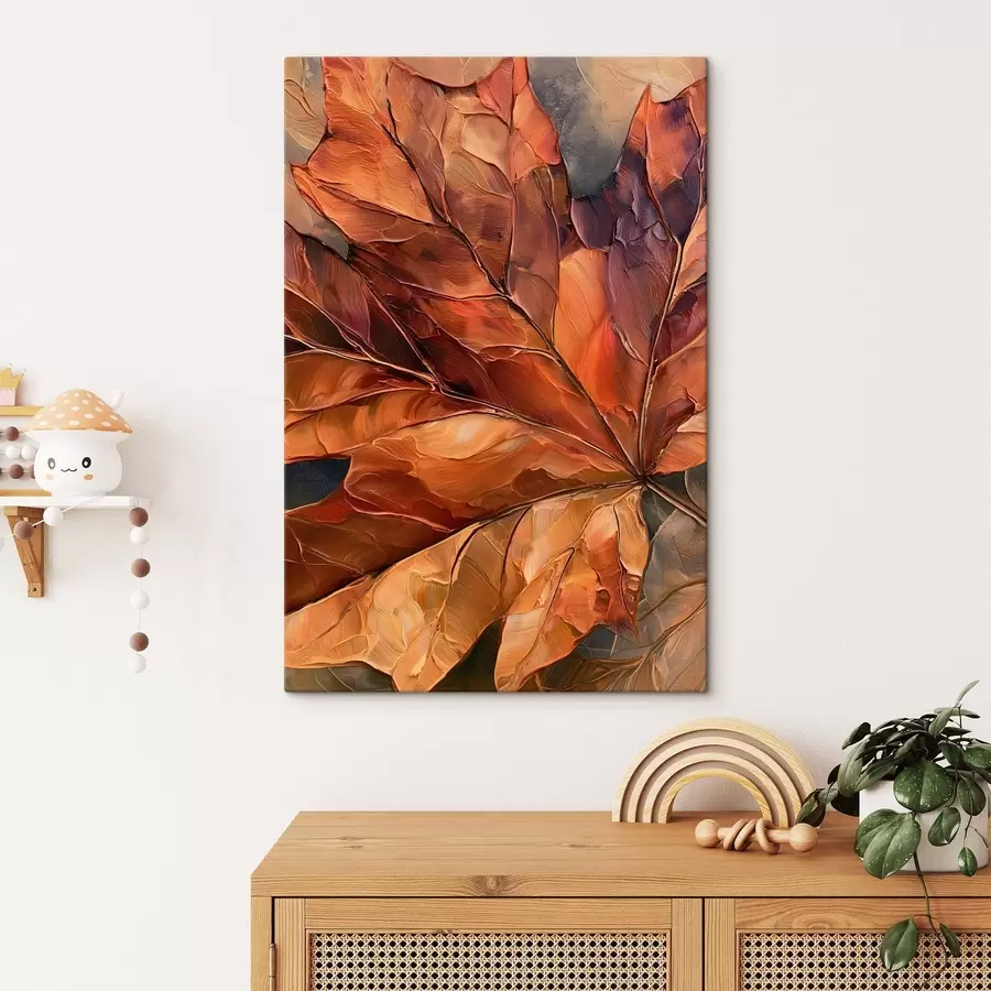  Schilderijen Een groot herfstblad van een esdoorn s50488