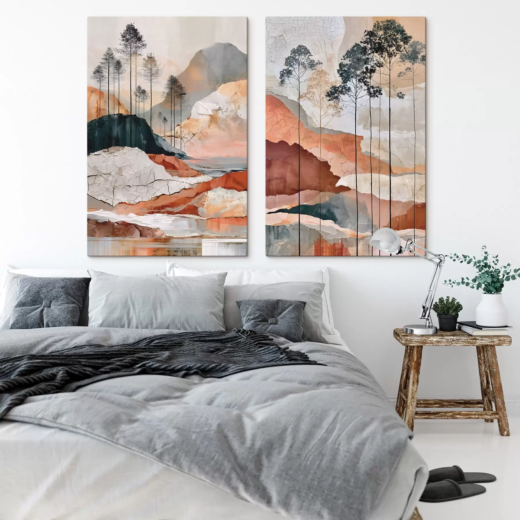  Schilderijen Een abstract landschap met textuur en bomen m30926