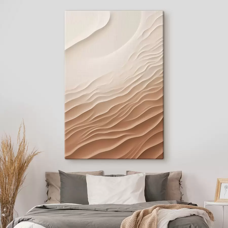  Schilderijen Abstracte zandduinen in een woestijn, met vloeiende, golvende lijnen en texturen s50615