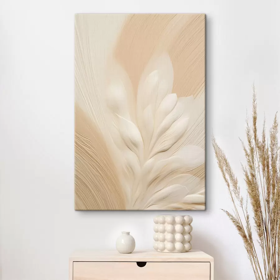  Schilderijen Een verfijnde, lichtgekleurde abstracte bloemtextuur tegen een zachte, perzikkleurige achtergrond s50626