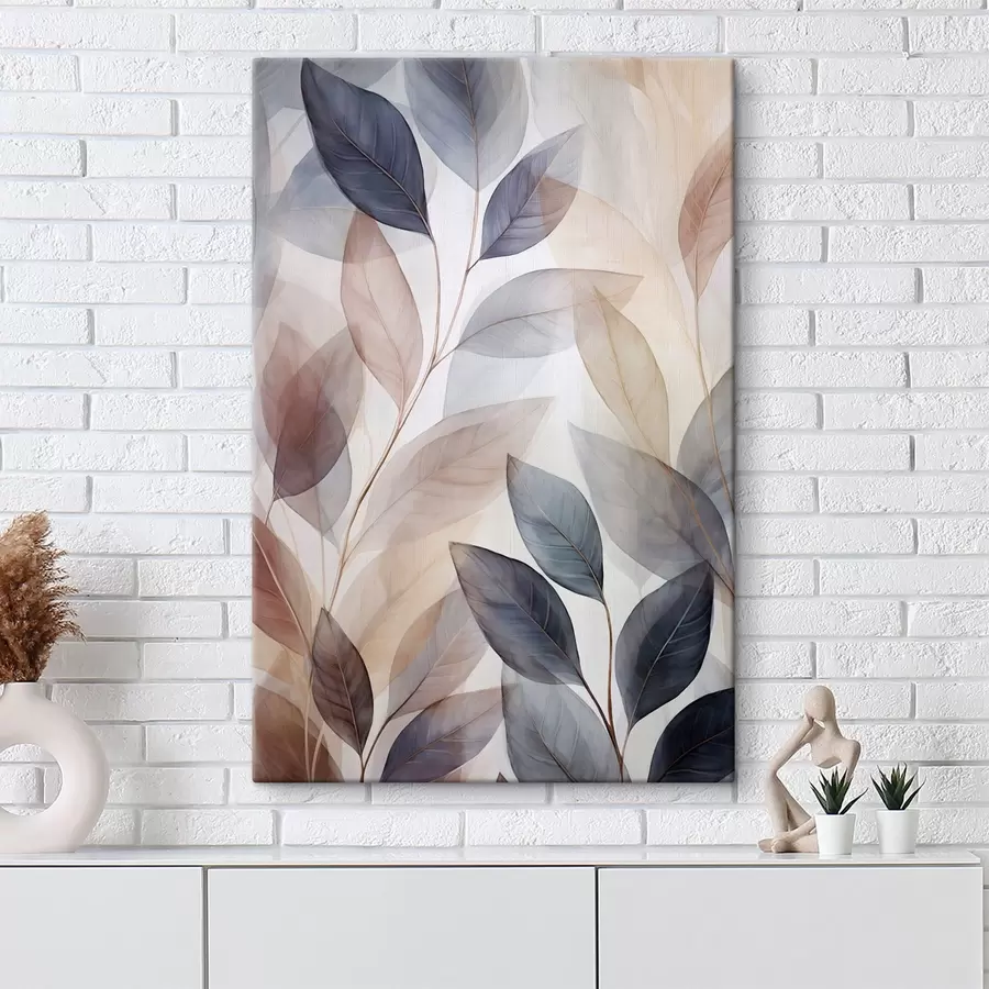  Schilderijen Abstracte silhouetten van takken met bladeren s50667