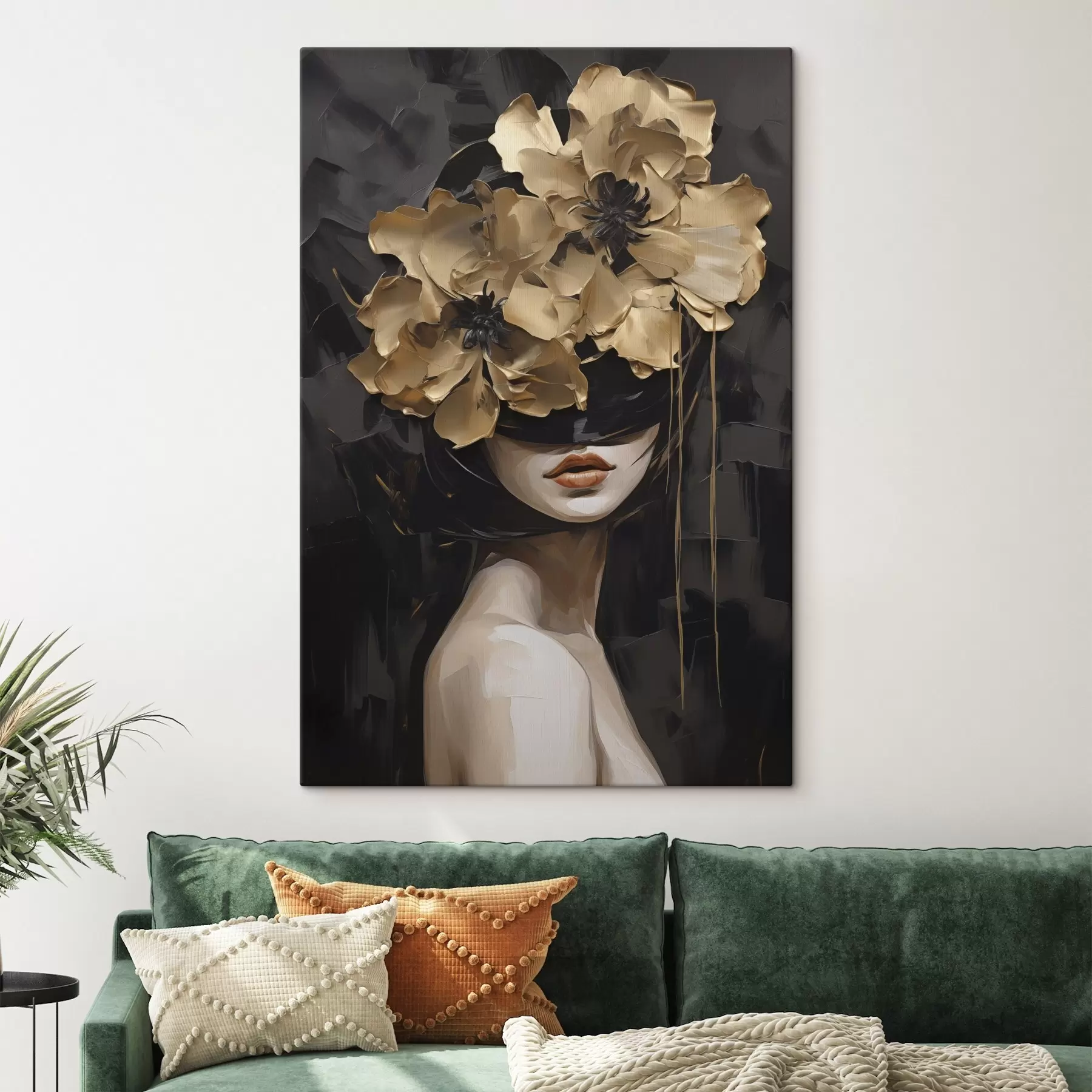  Schilderijen Een meisje met bloemen in haar haar s50670