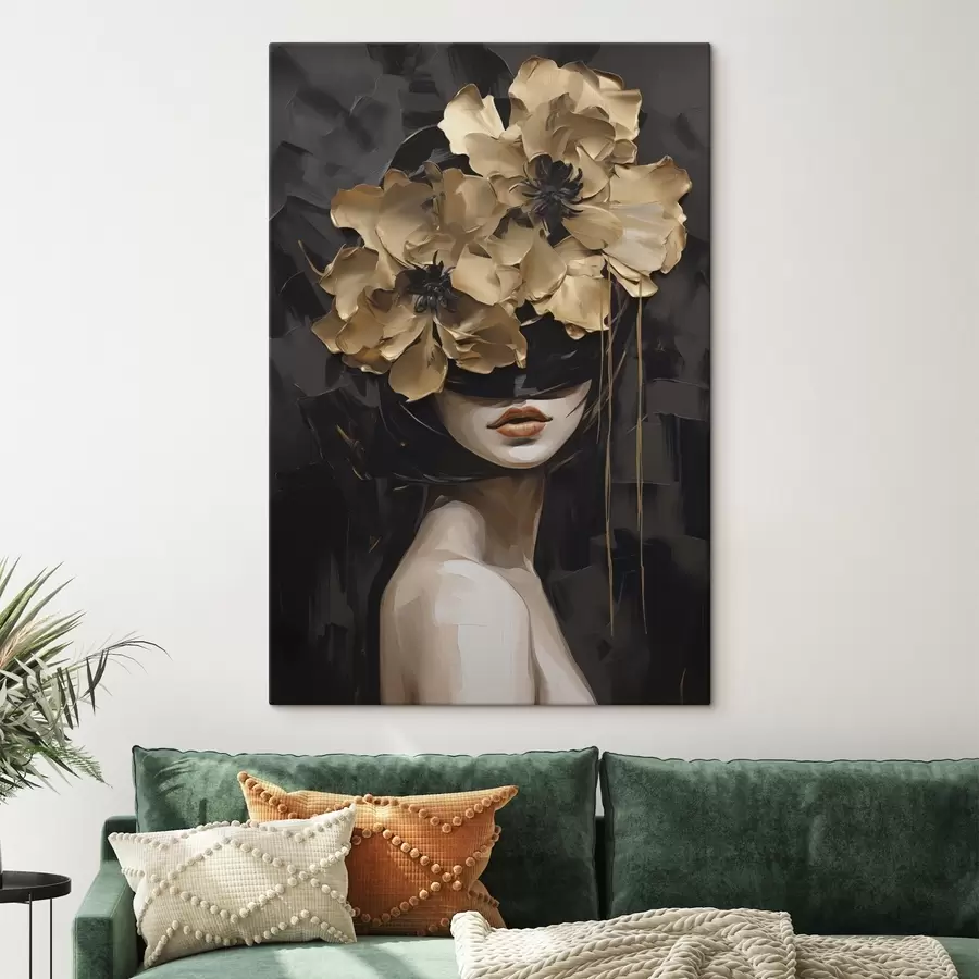  Schilderijen Een meisje met bloemen in haar haar s50670
