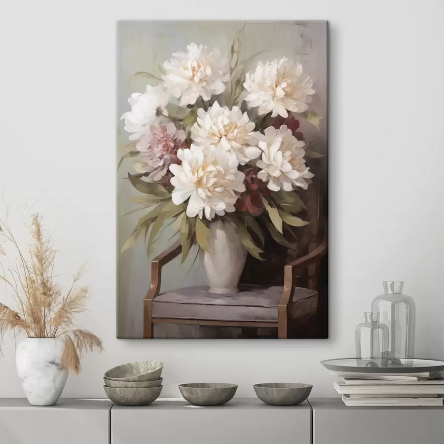  Schilderijen Een boeket bloemen in een vaas, naar een schilderij s50677
