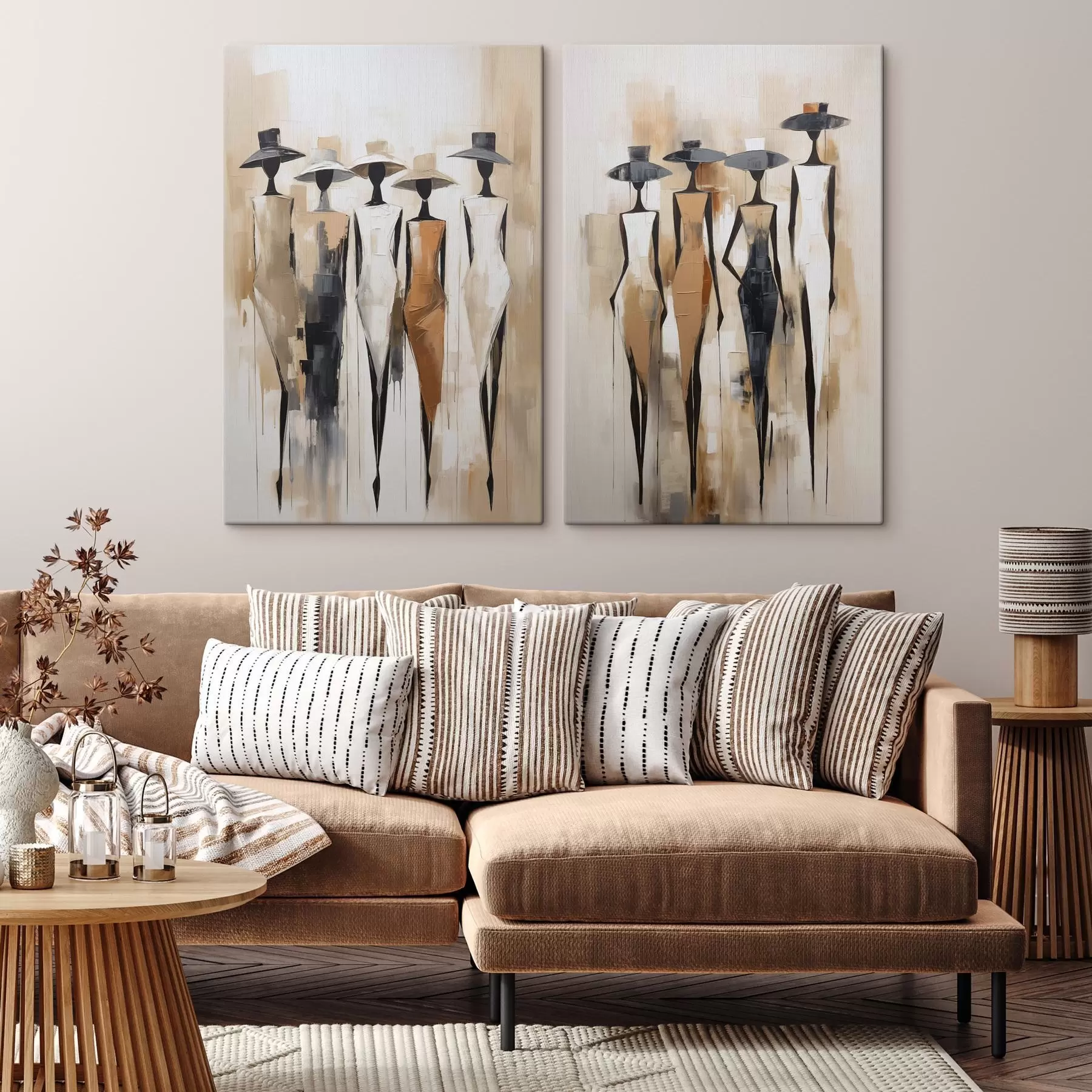  Schilderijen Abstracte silhouetten, schilderijimitatie m30973