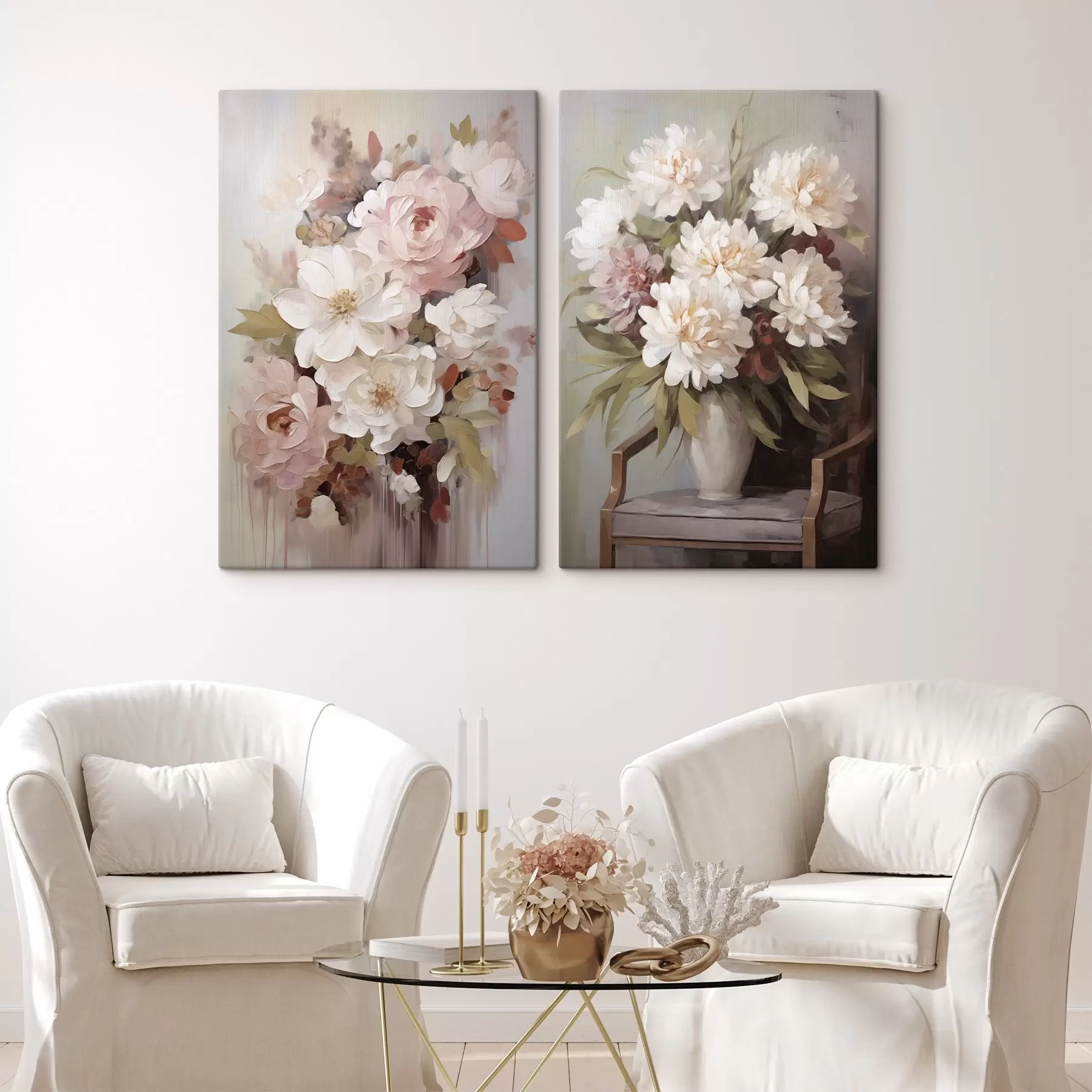  Schilderijen Abstracte bloemen, schilderijimitatie m30978