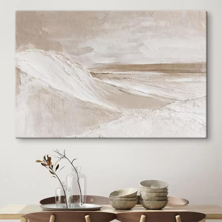  Schilderijen Abstract landschap met textuur in lichtbeige tinten s50577