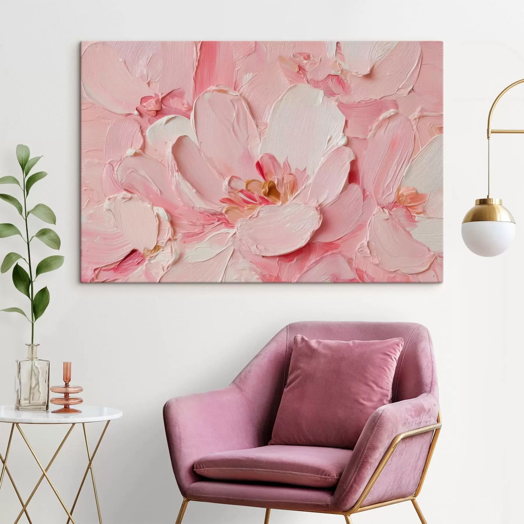  Schilderijen Getextureerde roze bloemblaadjes van grote bloemen s50585