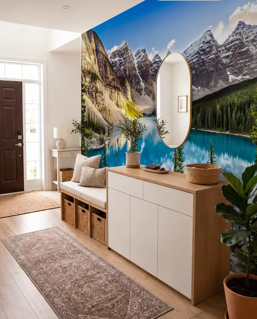 Fotobehang Spiegelmeer aan de voet van de berg u58602