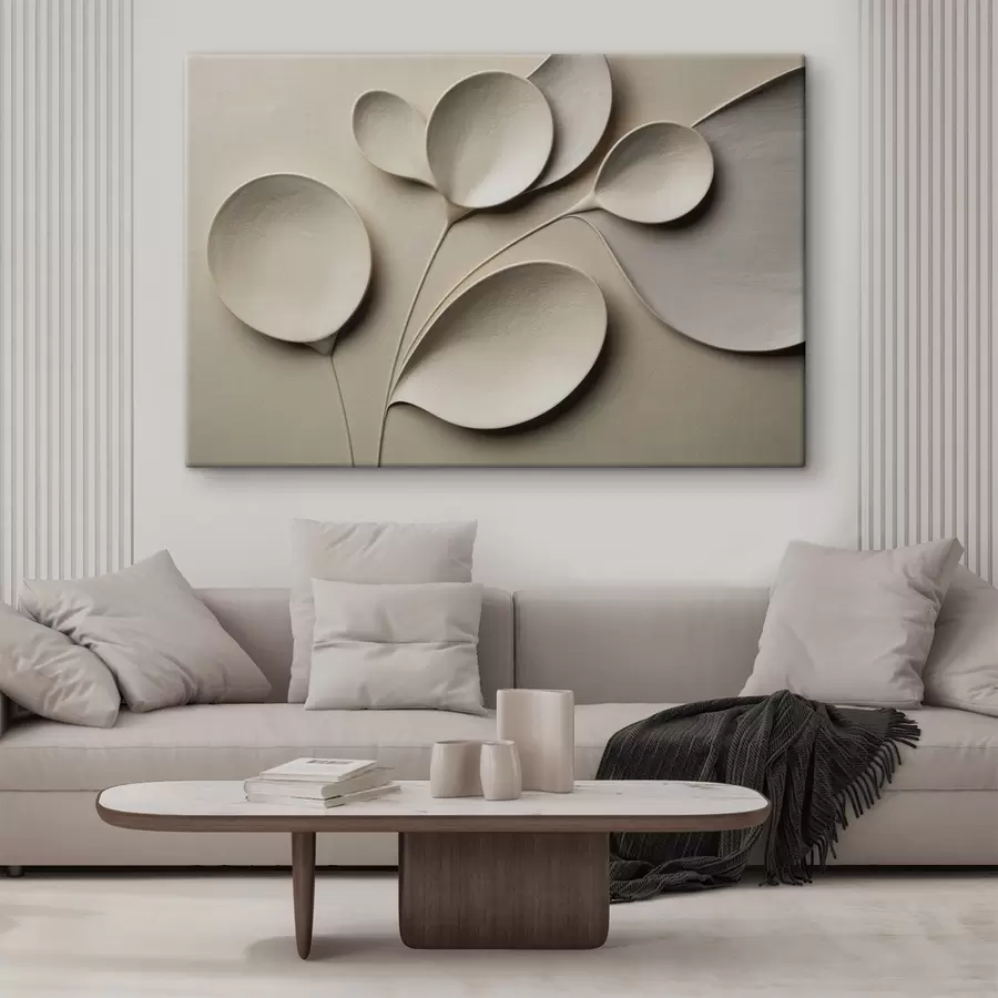  Schilderijen Een minimalistische compositie met diepte in een lichtbeige kleurenpalet s50015