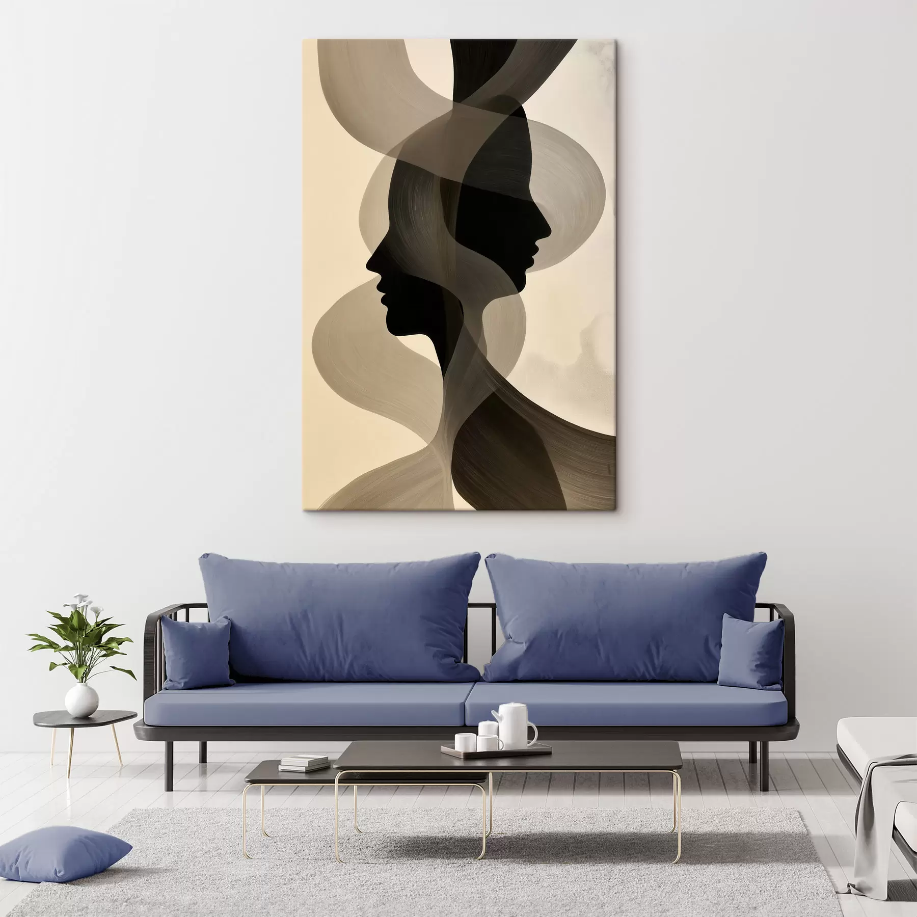  Schilderijen Abstracte silhouetten van gezichten s50698