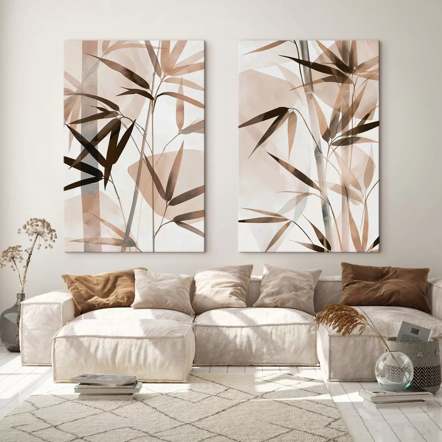  Schilderijen Abstracte bamboebladeren m30953