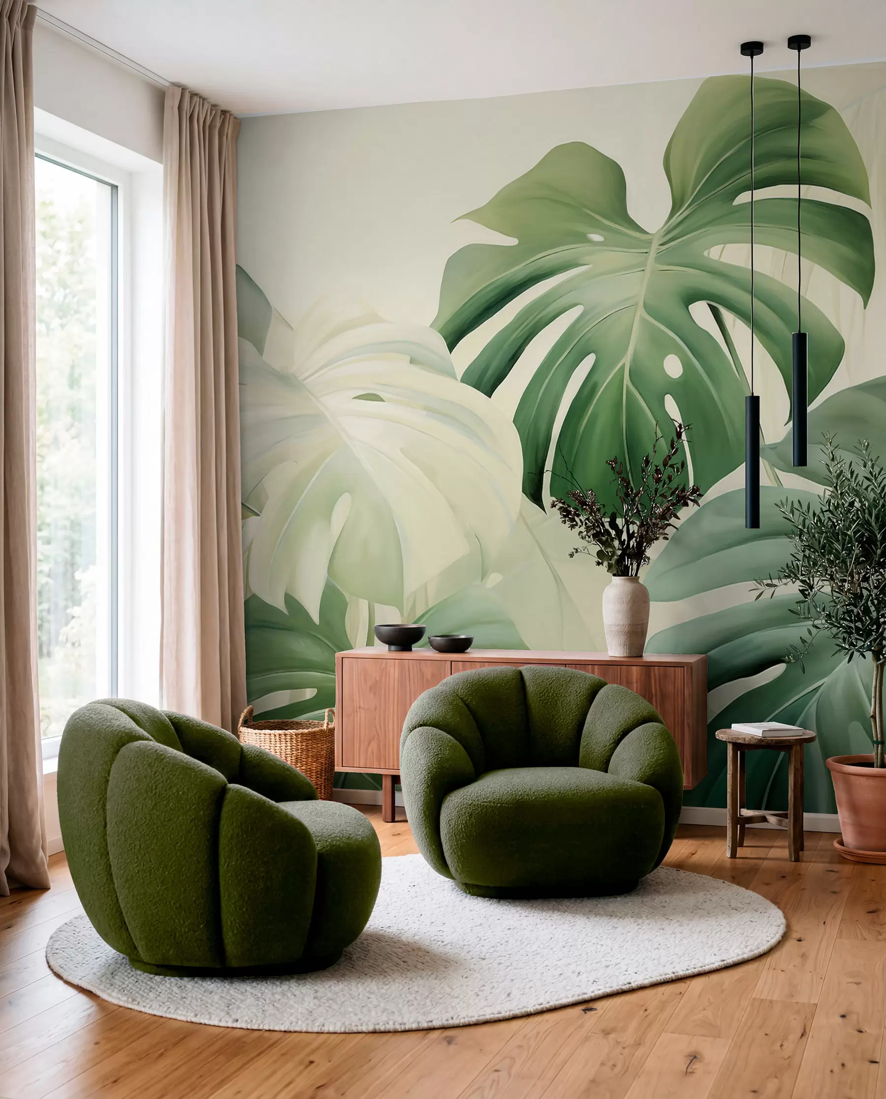 Fotobehang Monstera in groen w05909