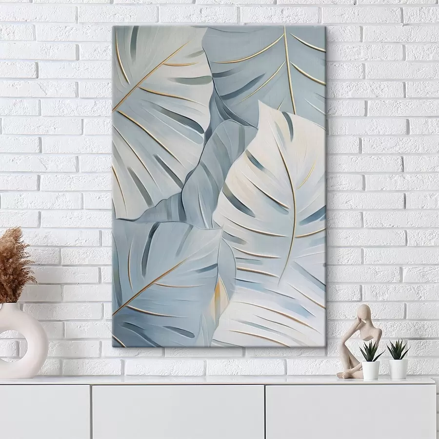  Schilderijen Abstracte tropische bladeren, imitatieschilderij s50767
