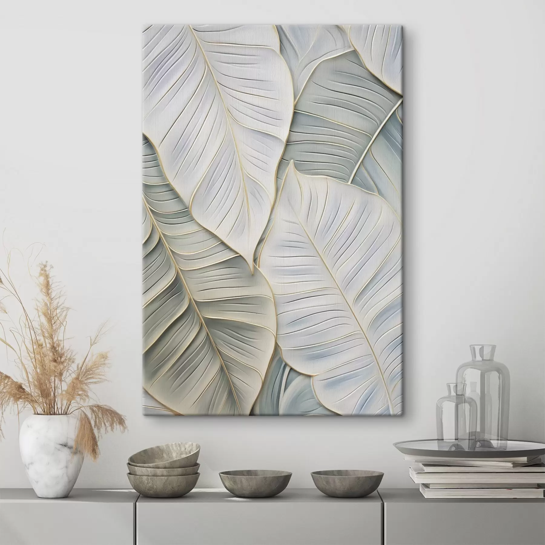  Schilderijen Abstracte bladeren, schilderijimitaties s50768