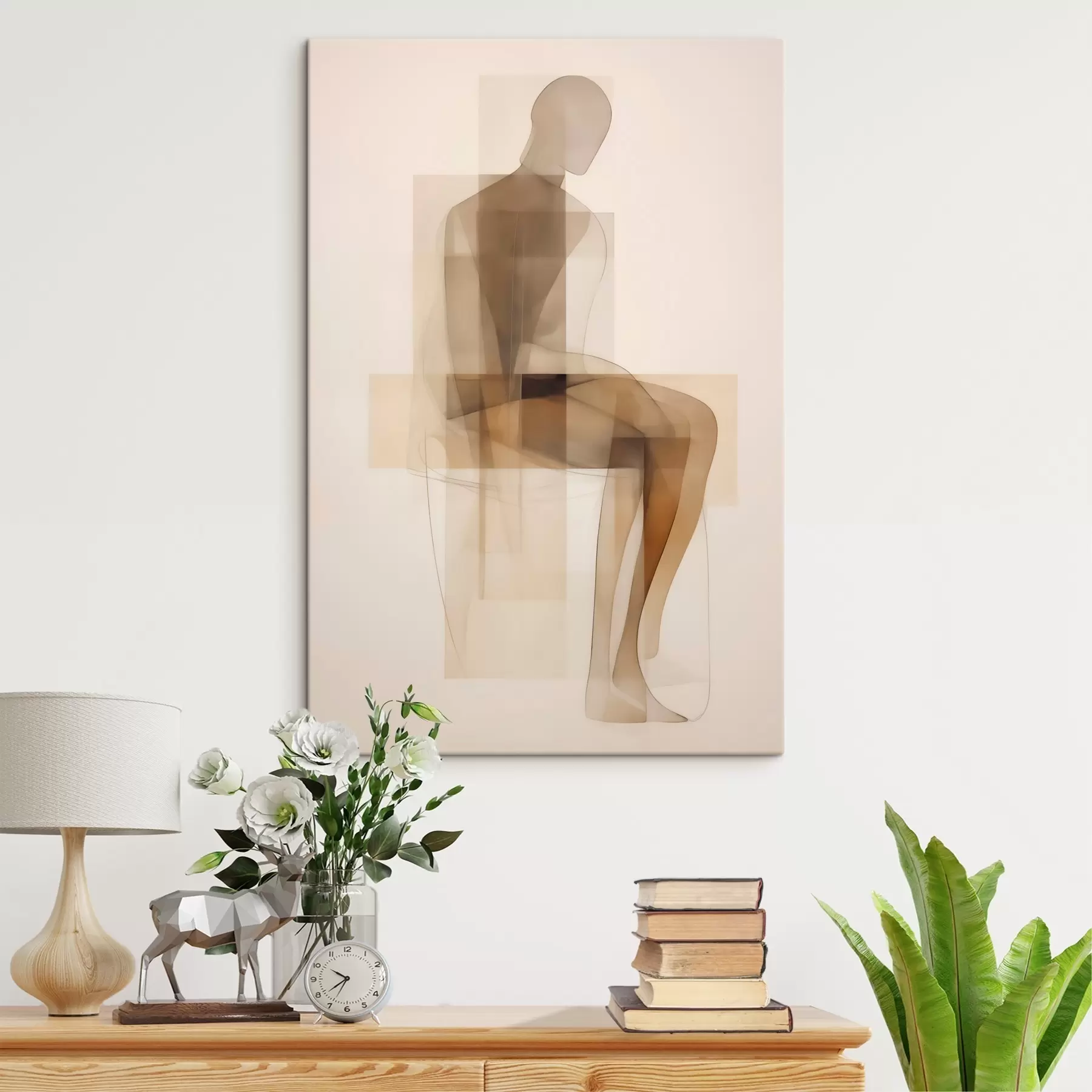  Schilderijen Abstrakt zittend silhouet, schilderijimitatie s50770