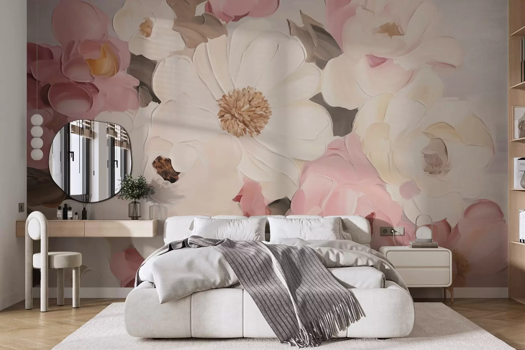 Fotobehang Abstracte bloemen, imitatie van een schilderij w05905