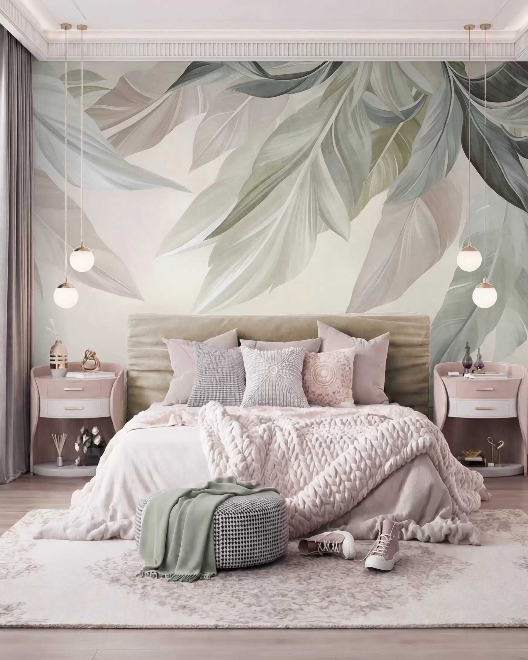 Fotobehang Bladeren in pastel w10054