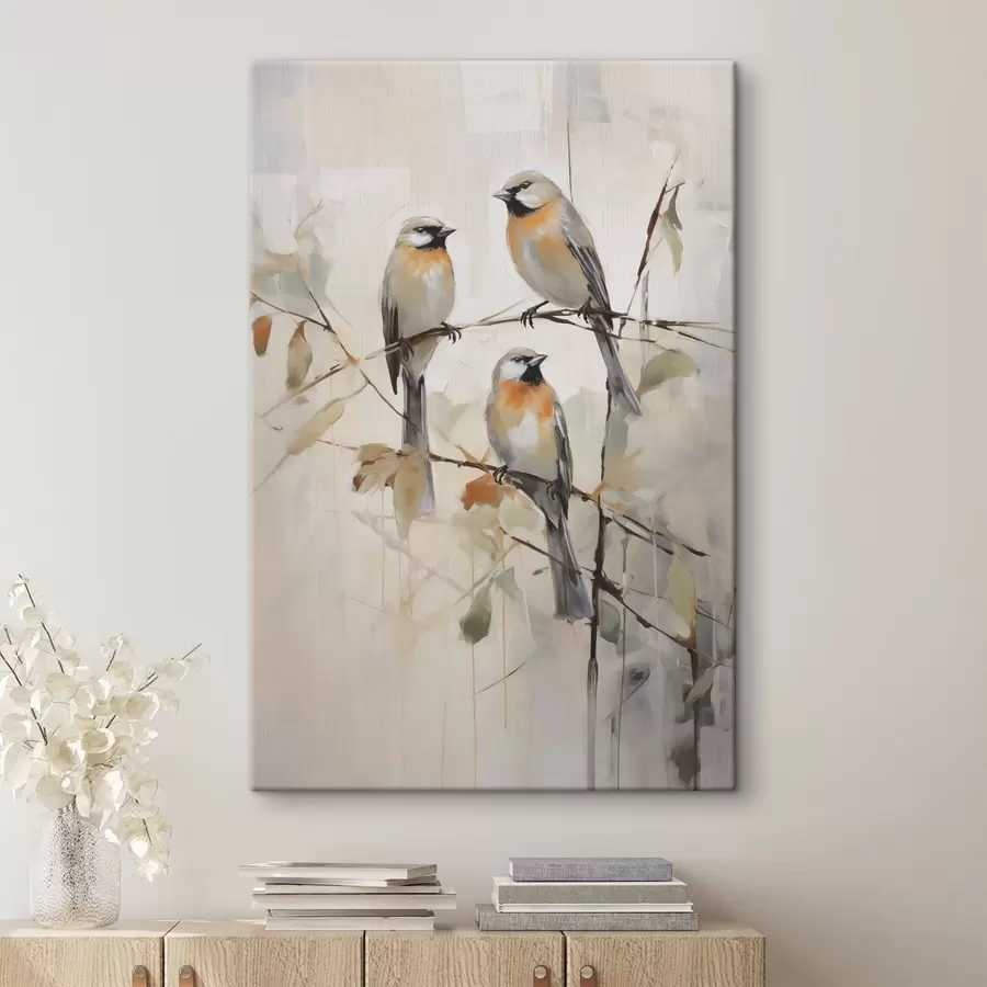  Schilderijen Vogeltjes, imitatieschilderij s50839