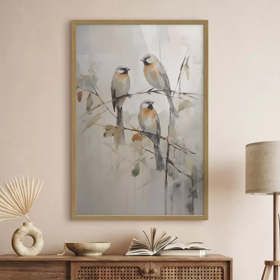 Fotobehang Vogeltjes, imitatieschilderij f50839