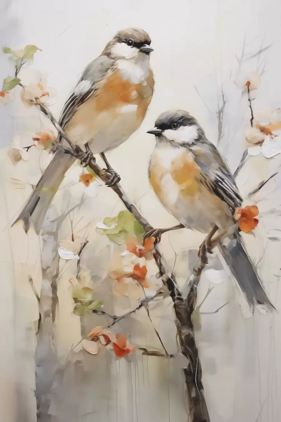 Fotobehang Abstracte vogels, naar een schilderij f50840