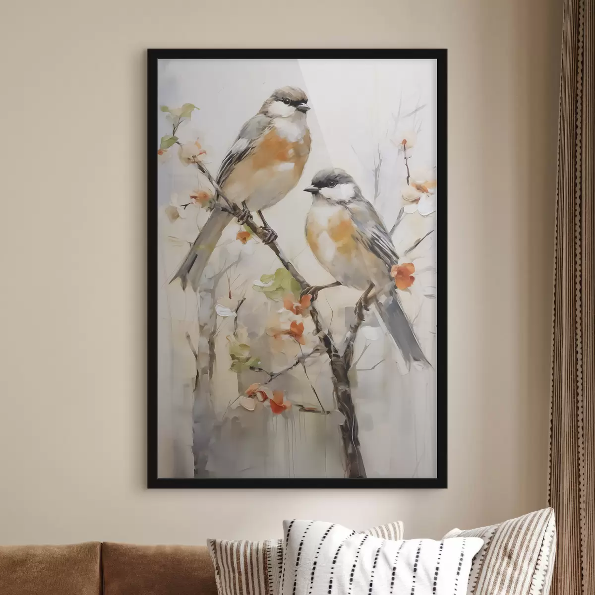 Poster Abstracte vogels, naar een schilderij f50840