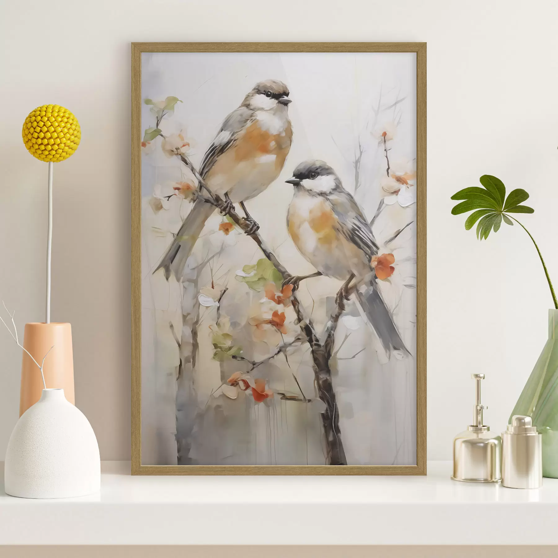 Fotobehang Abstracte vogels, naar een schilderij f50840