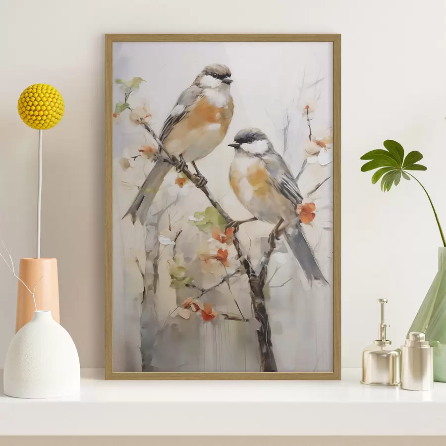 Fotobehang Abstracte vogels, naar een schilderij f50840