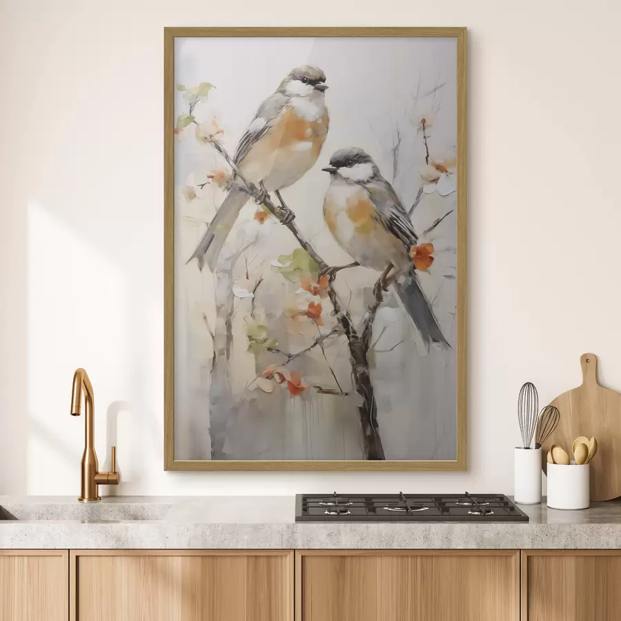 Fotobehang Abstracte vogels, naar een schilderij f50840