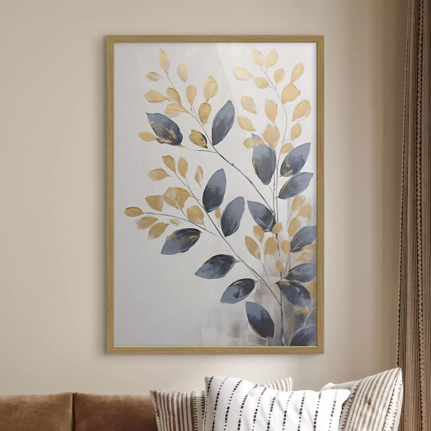 Fotobehang Sierlijke takjes, schilderij in imitatie f50841