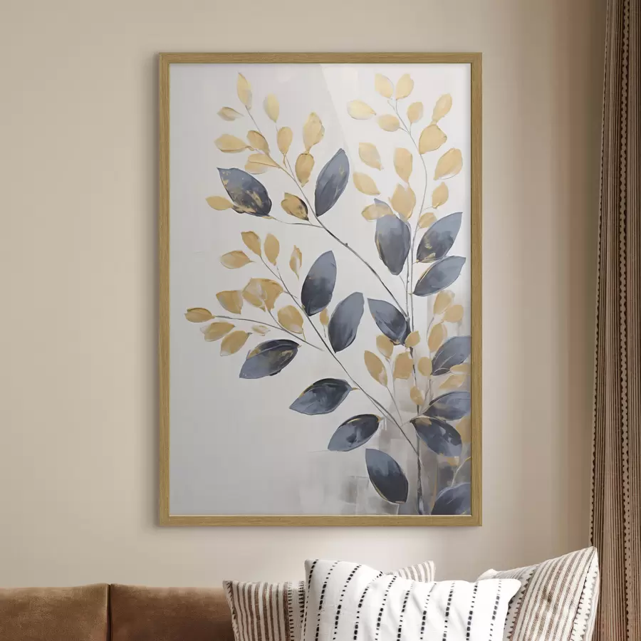 Fotobehang Sierlijke takjes, schilderij in imitatie f50841