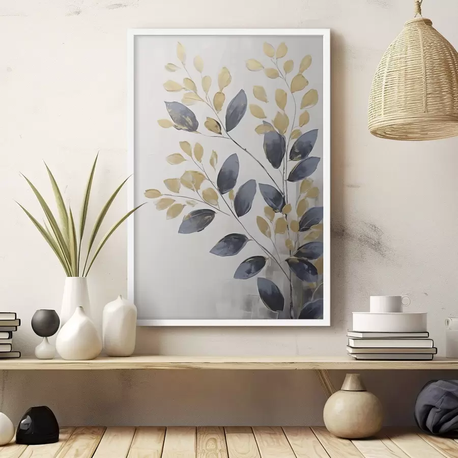 Fotobehang Sierlijke takjes, schilderij in imitatie f50841