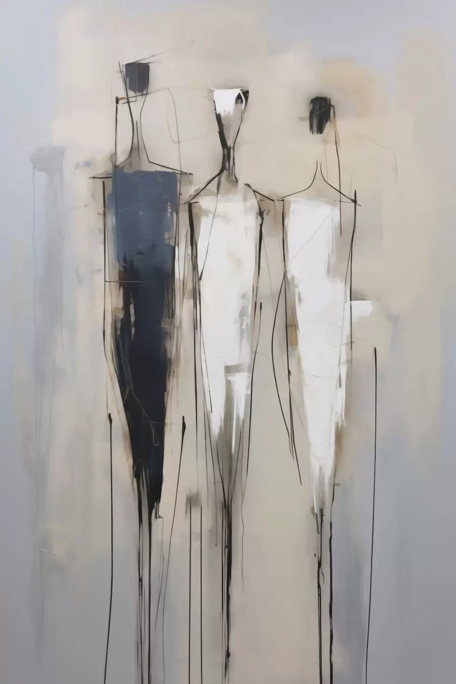 Fotobehang Abstracte silhouetten, schilderijimitatie f50849